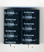 Lot de 2 Gros Condensateurs 22 000 µF - 63 V Rubycon